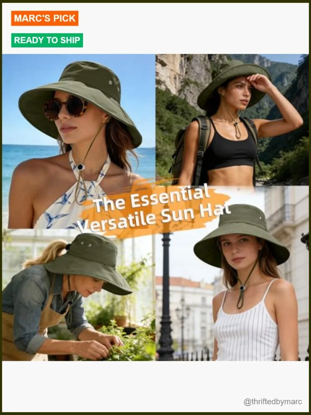 UPF 50 Sun Hat Ponytail Friendly Packable Bucket Hat Fishing Beach Gardening